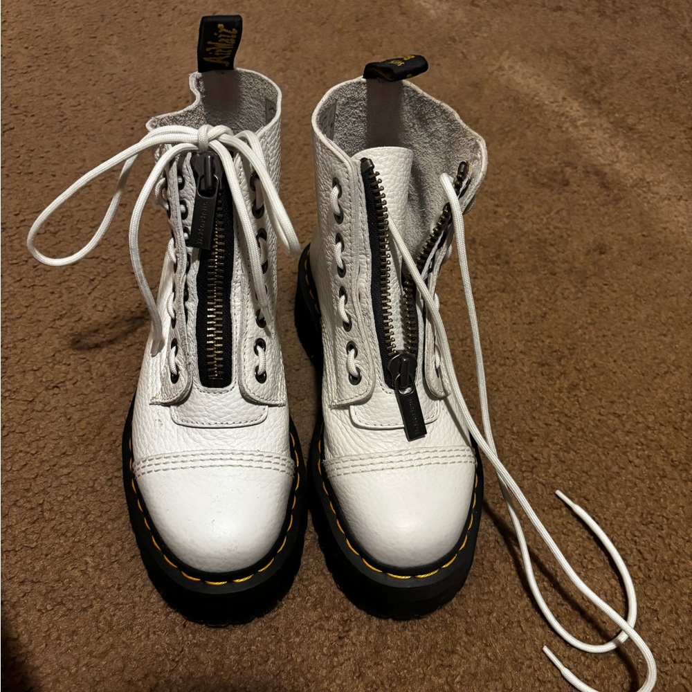 Dr. Martens White Leather Sinclair Platform Boots